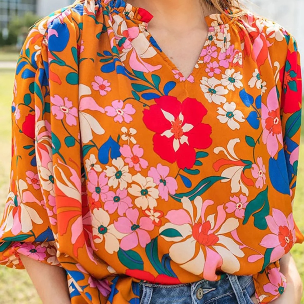 Entro Floral Orange Blouse